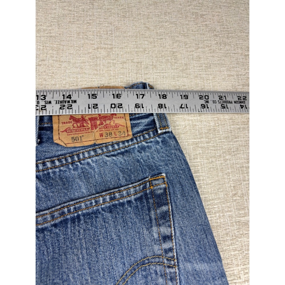 Vintage Levis‎ 501 Mens 38x34 Jeans Grungy Grain Light Washed denim Faded Pants - Picture 10 of 12